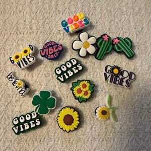 Good Vibes Crocs or Bogg Bag Charms 70s Sunflower Cactus‎